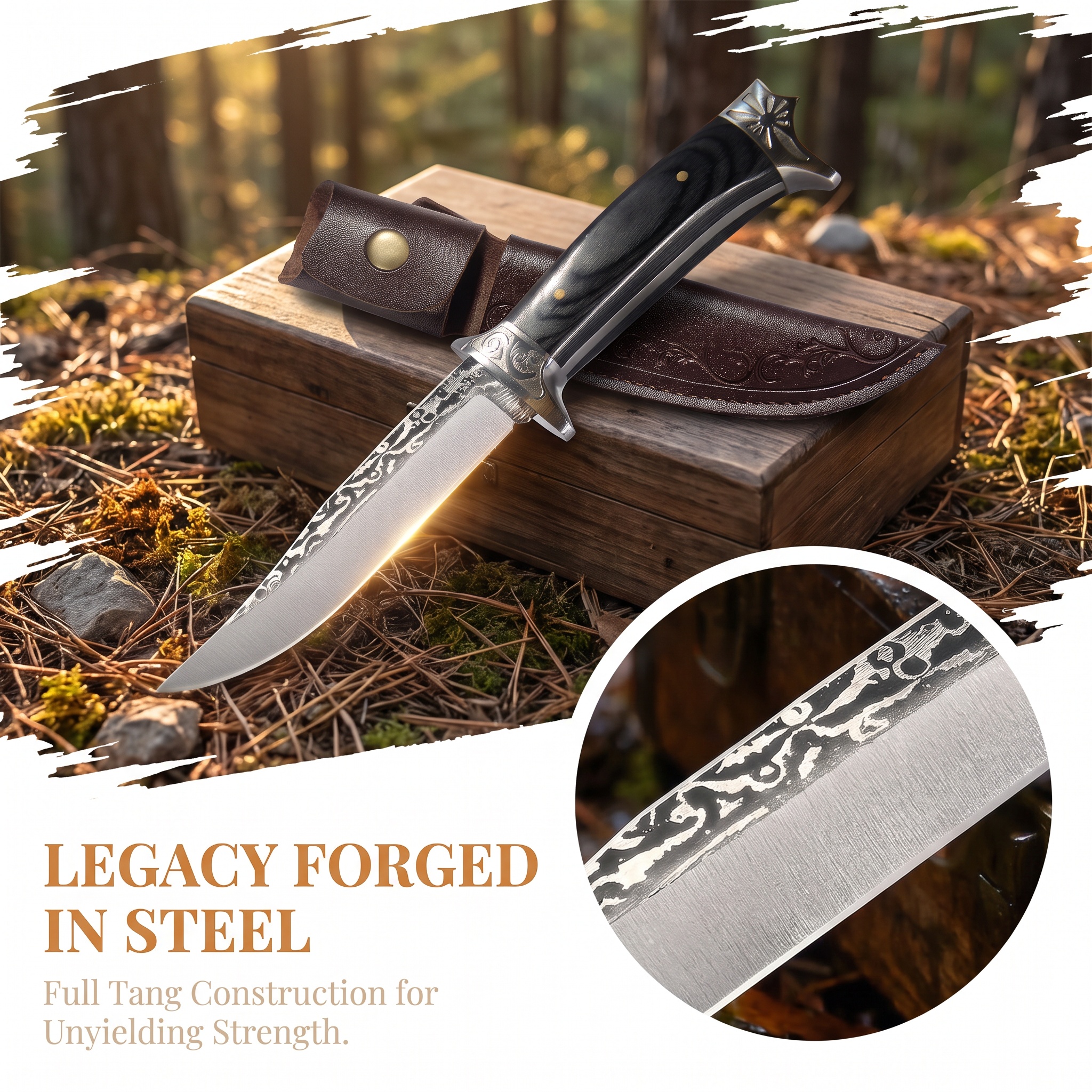 Vintage Collectible Knives - 빈티지 패턴 단조 고정날 유틸리티 도구