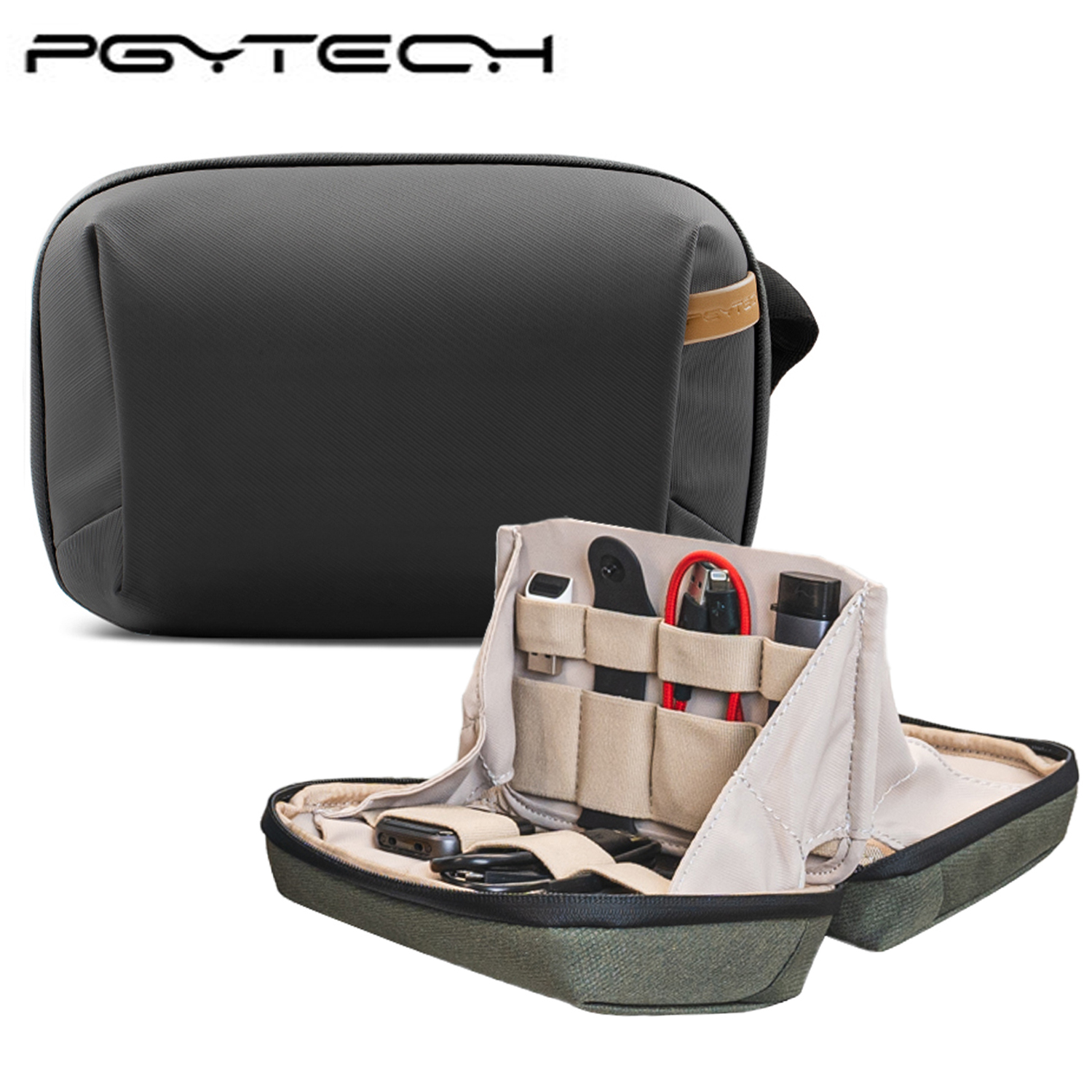 Camera Leather Case - PGYTECH 기술 파우치 주최자 가방 케이블,