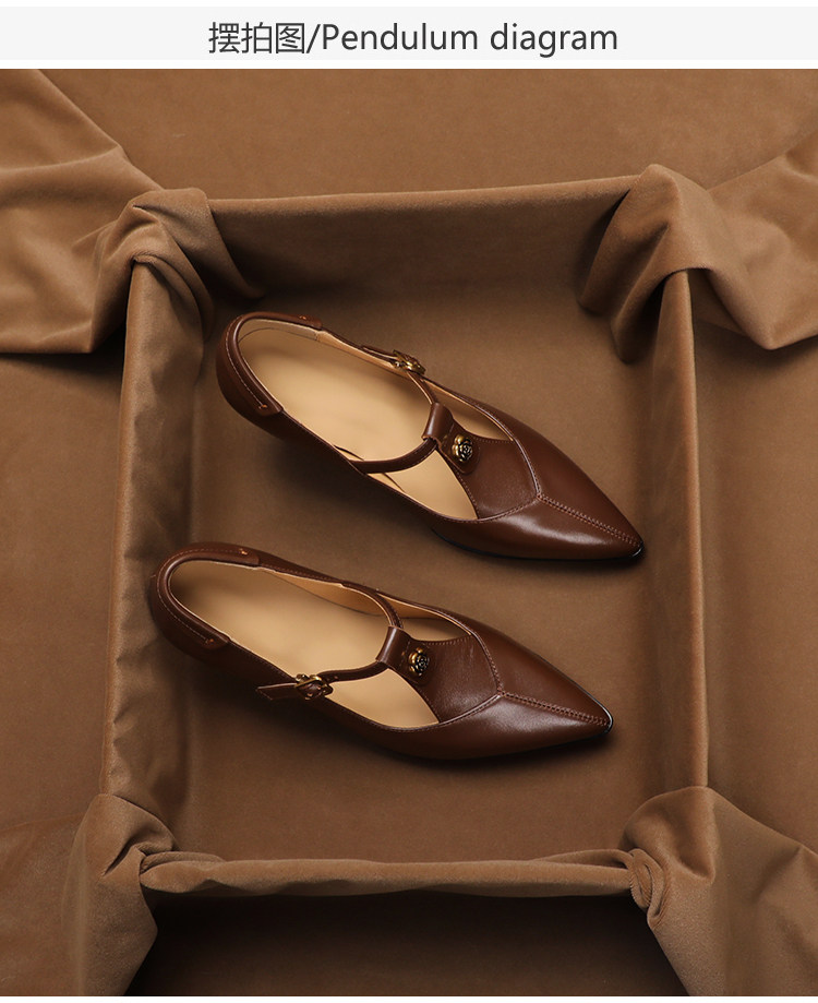 Vintage Collectible Shoes - 여성용 정품 가죽 빈티지 카멜리아 장식