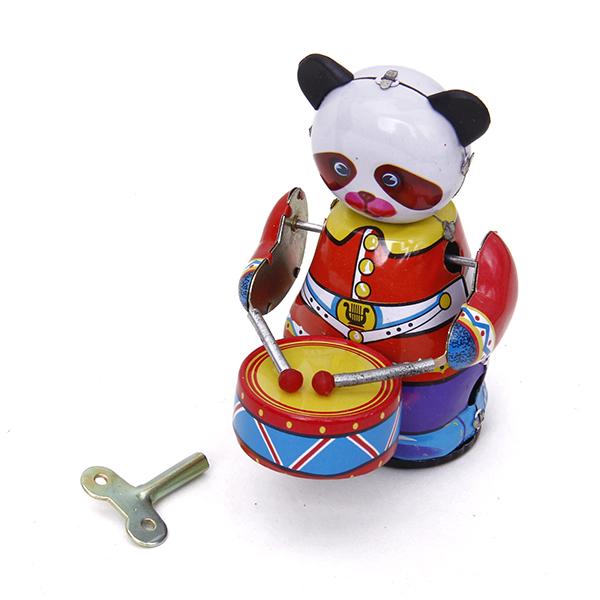 Vintage Toys Collection - 손으로 돌리는 시계태엽식 판다 드러머 장난감