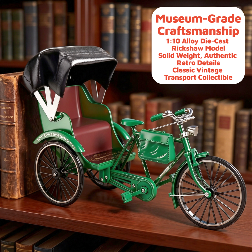 Vintage Toys Collection - 1:10 합금 빈티지 인력거 조립 모델,