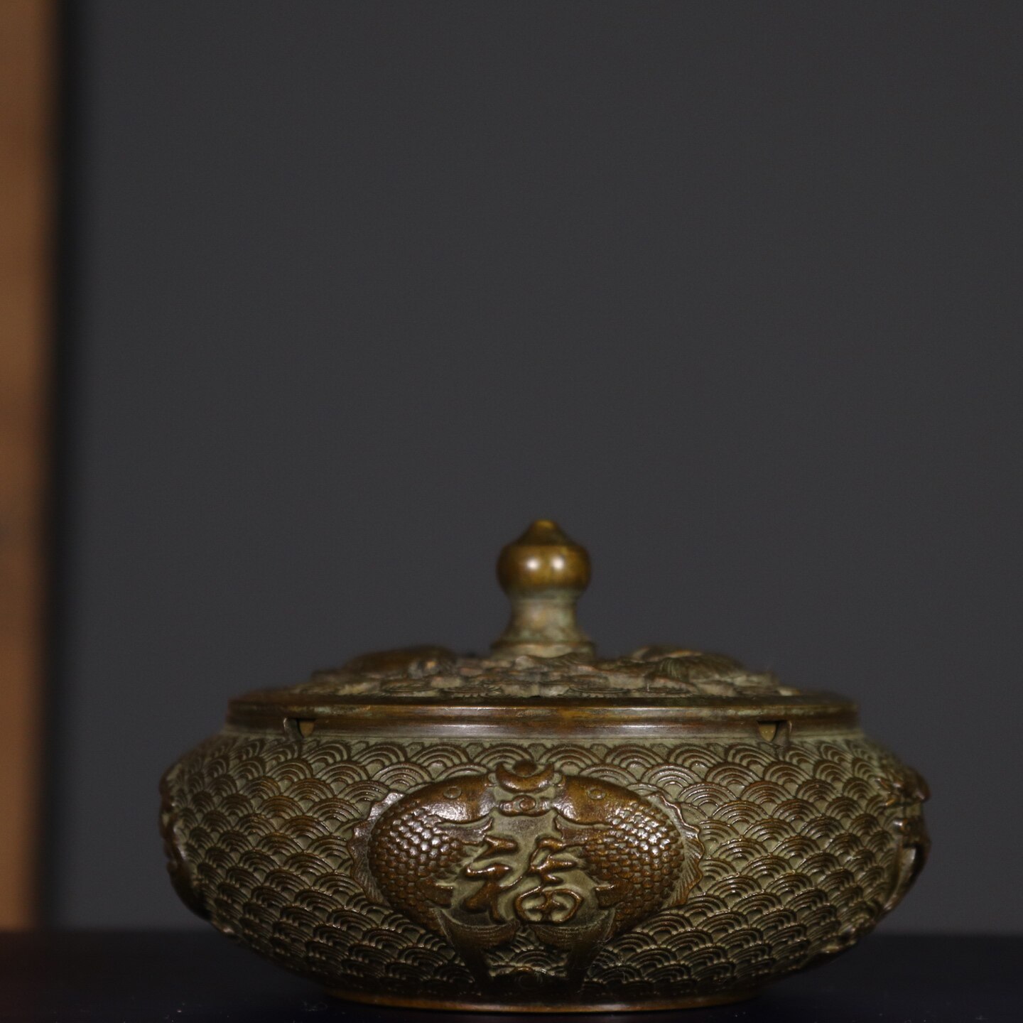 Vintage Collectible Ashtrays - 앤틱 순수 구리 더블 피쉬 재떨이