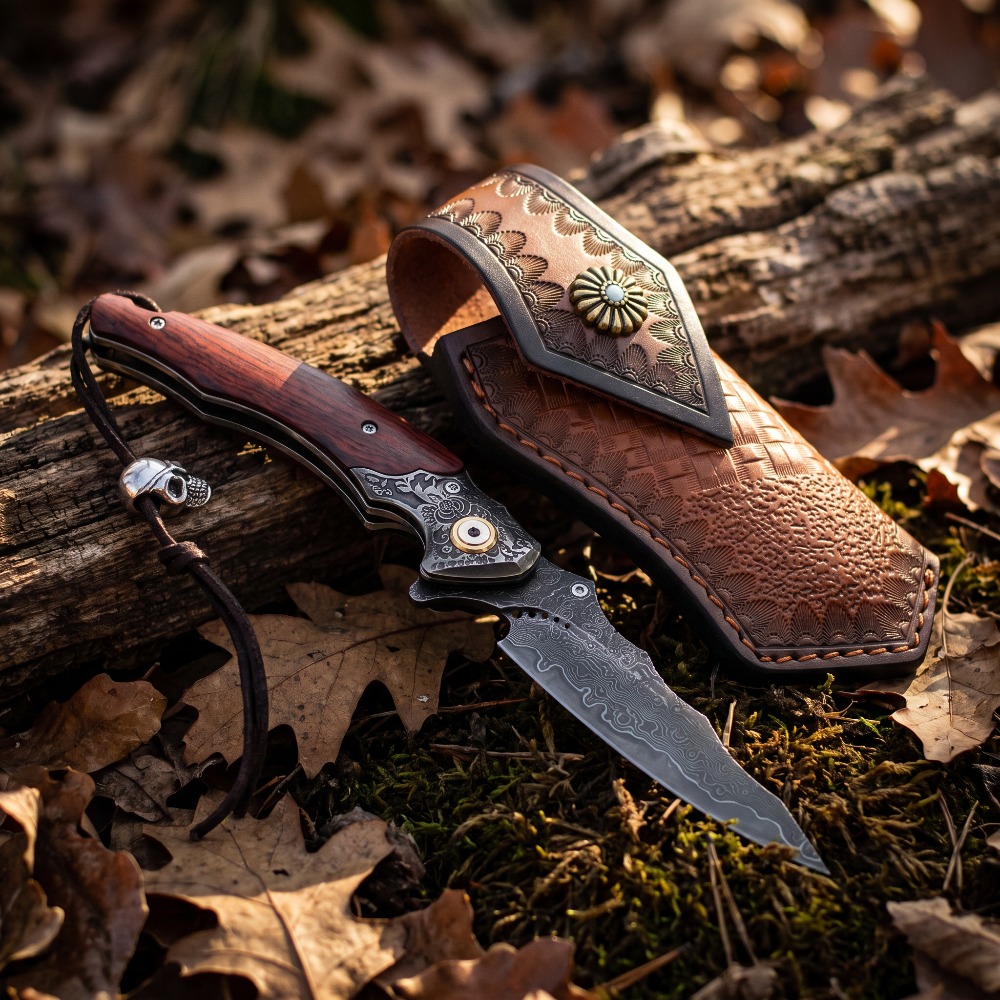 Vintage Collectible Knives - 빈티지 각인 접이식 나이프 다마스커스 패턴
