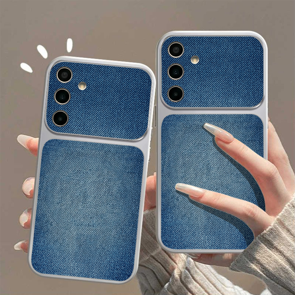 Camera Leather Case - 레트로 블루 데님 PU 가죽 폰