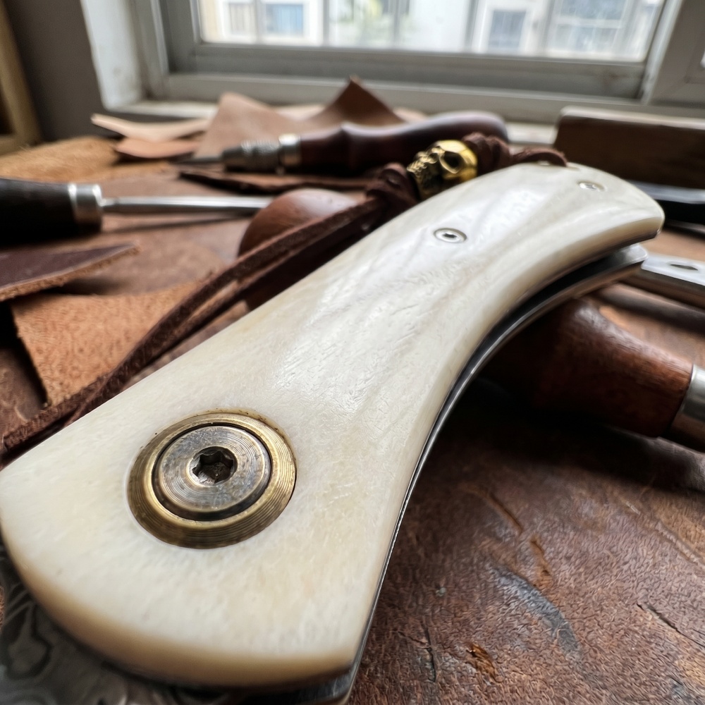 빈티지 다마스커스강 소형 접이식 나이프, 소뼈 손잡이, - Vintage Collectible Knives 리뷰 및 가격