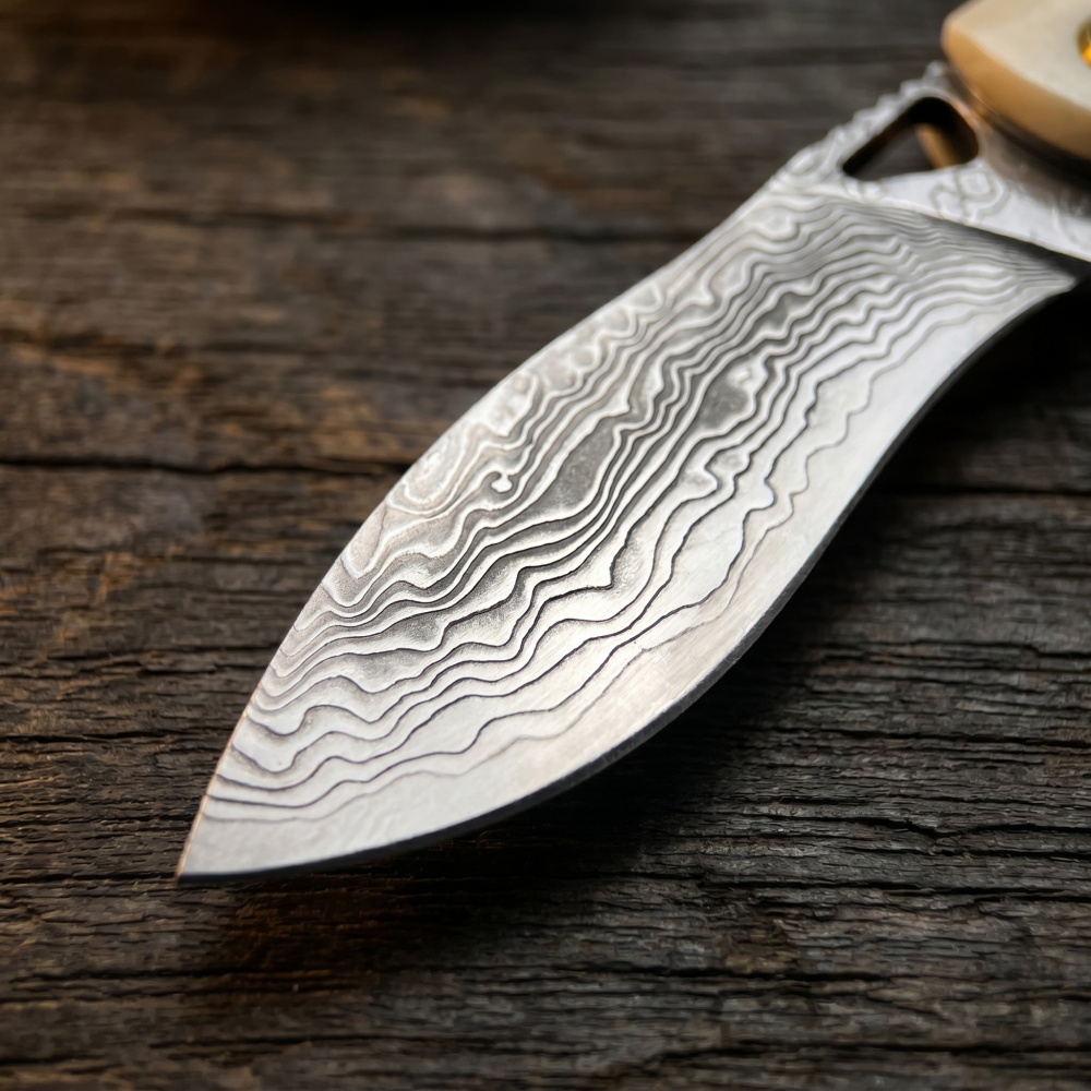 빈티지 다마스커스강 소형 접이식 나이프, 소뼈 손잡이, - Vintage Collectible Knives 리뷰 및 가격
