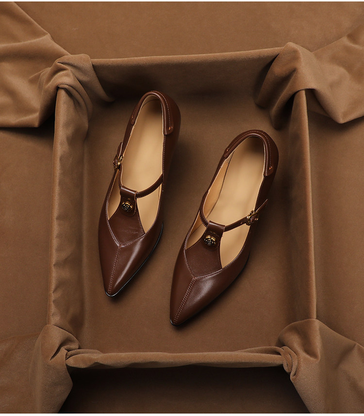 여성용 정품 가죽 빈티지 카멜리아 장식 포인티드 토 메 - Vintage Collectible Shoes 리뷰 및 가격