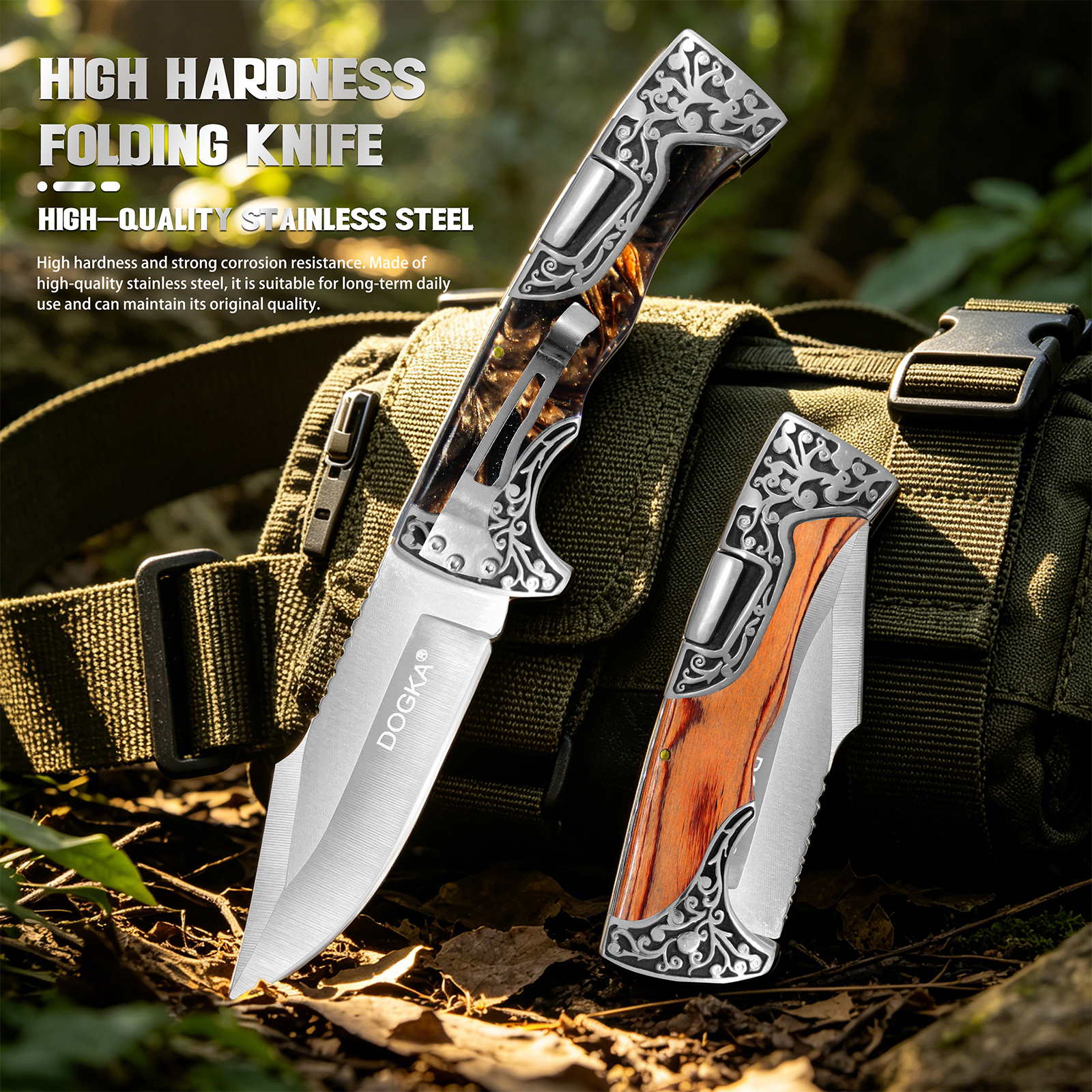 두 가지 스타일의 빈티지 조각 금속 및 목재 인레이 접 - Vintage Collectible Knives 리뷰 및 가격