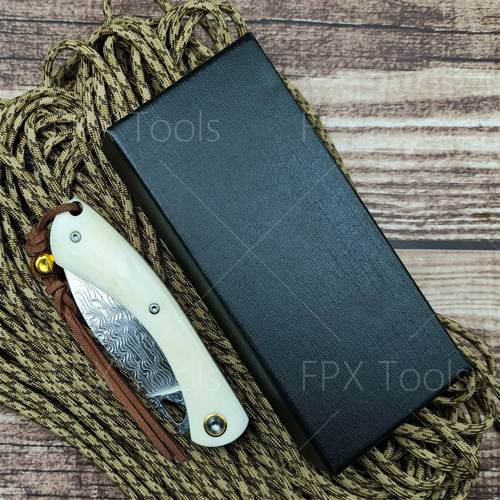 다마스커스 패턴 스틸 접이식 나이프 - 천연 황소뼈 손 - Vintage Collectible Knives 리뷰 및 가격
