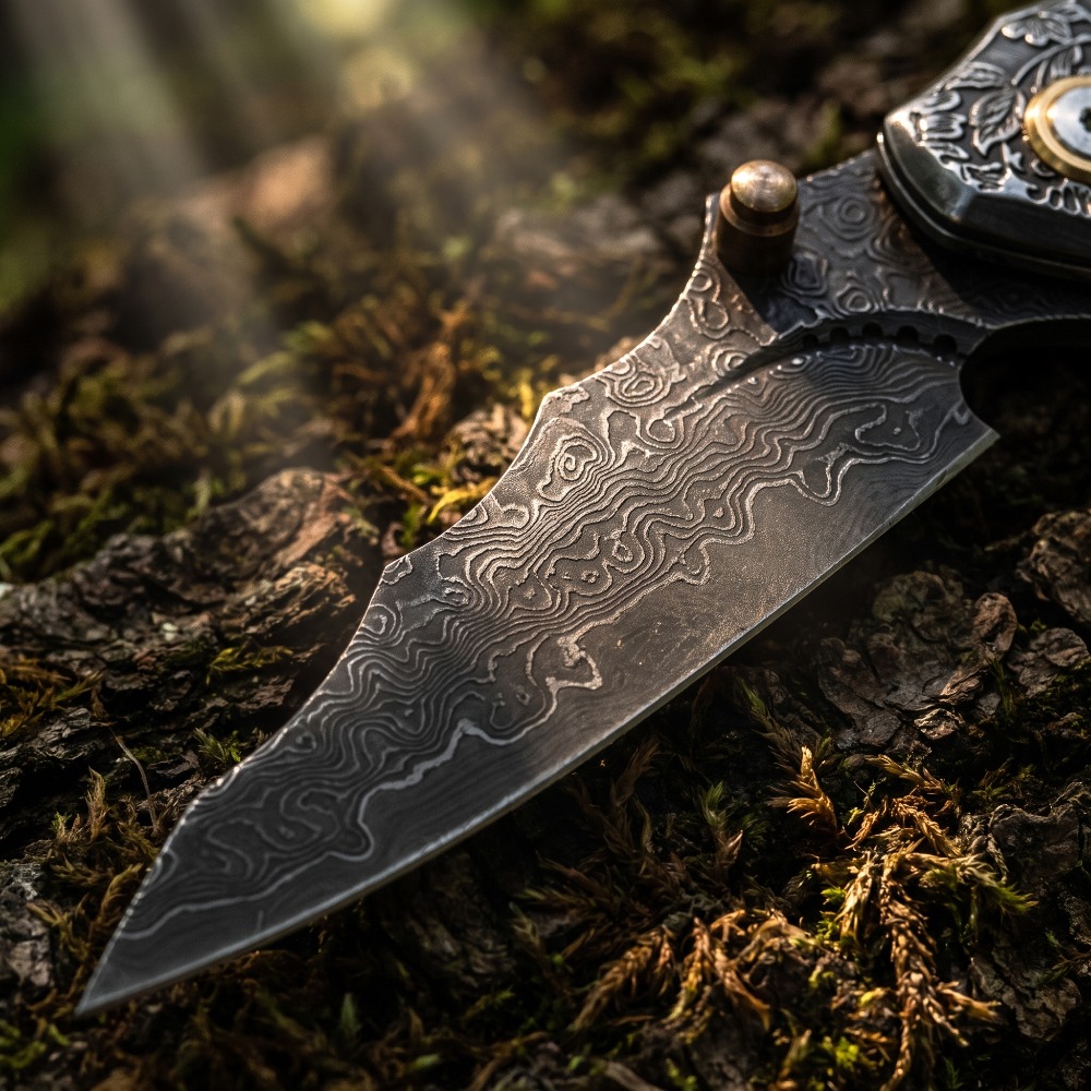 빈티지 각인 접이식 나이프 다마스커스 패턴 블레이드 원 - Vintage Collectible Knives 리뷰 및 가격